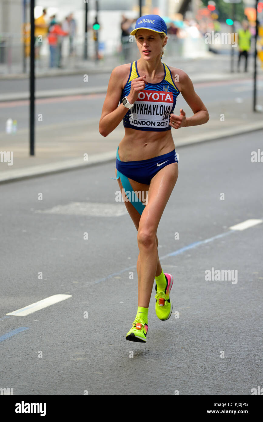Darya Mykhaylova, Ukraine, 2017 Championnat du monde de l'IAAF de marathon, Londres, Royaume-Uni Banque D'Images