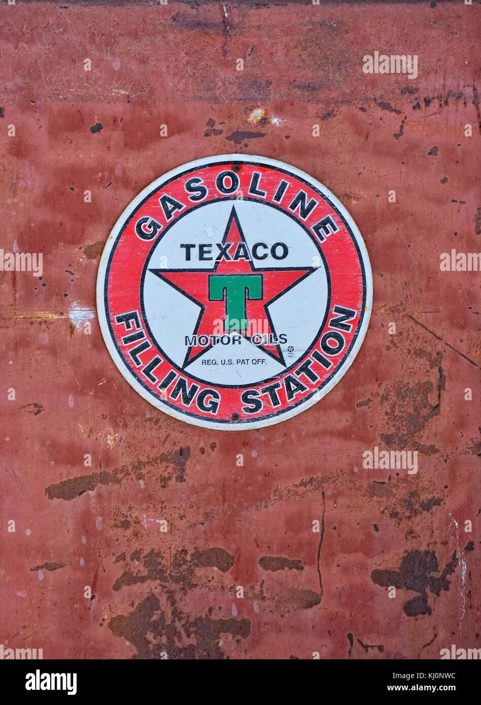 Californie, États-Unis - 26 juillet 2017 : signe Texaco. Texaco, Inc. (« The Texas Company ») est une filiale pétrolière américaine de Chevron Corporation. Banque D'Images
