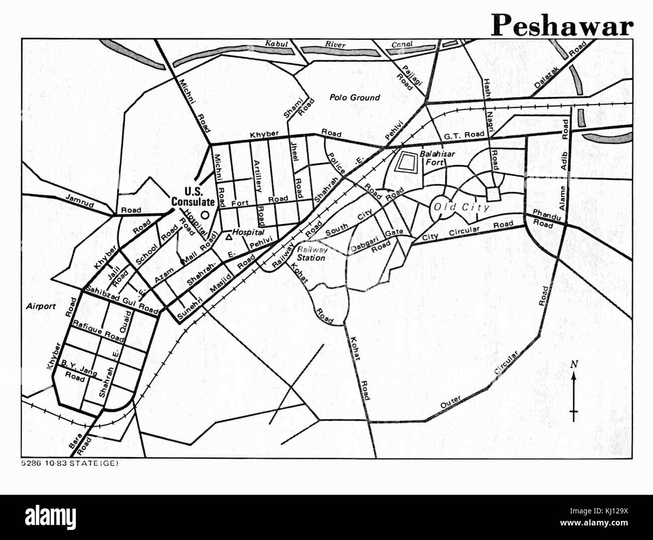 Plan de la ville de Peshawar Banque D'Images