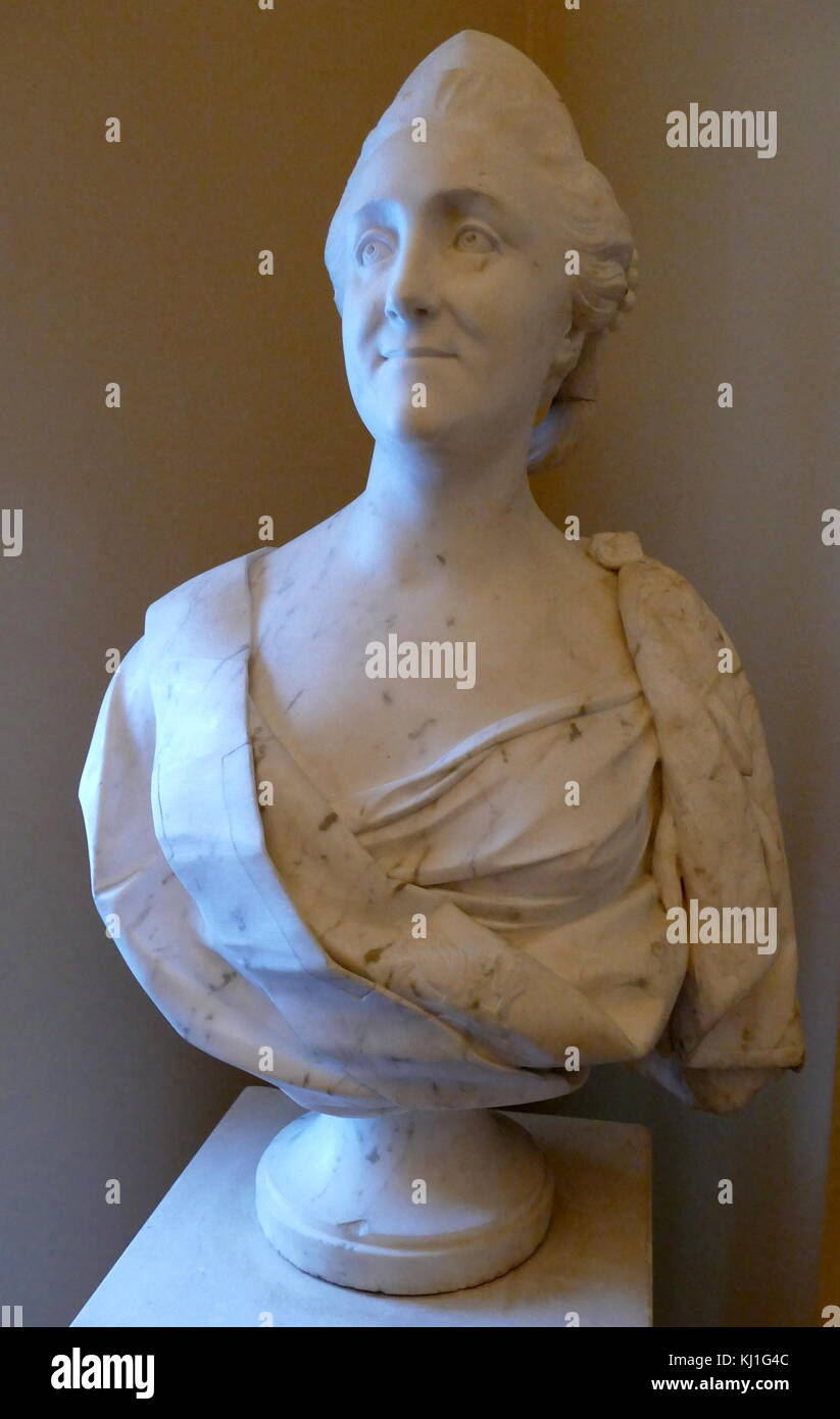 Buste par Marie-Anne Collot 1748-1821 représentant impératrice russe, Catherine II. 1769. Catherine II de Russie (la Grande Catherine). (1729 - 1796), est le plus célèbre et le plus long-La décision de la Russie de la dirigeante, régnant de 1762 jusqu'à sa mort en 1796 à l'âge de 67 ans. Banque D'Images