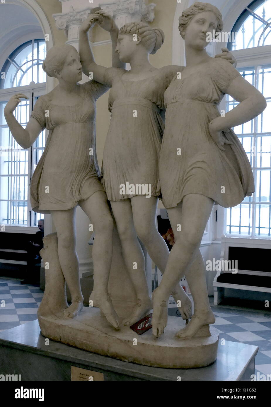 Trois Grâces (dancing figures), sculpture de marbre par Carlo Finelli 1782-1853 Banque D'Images