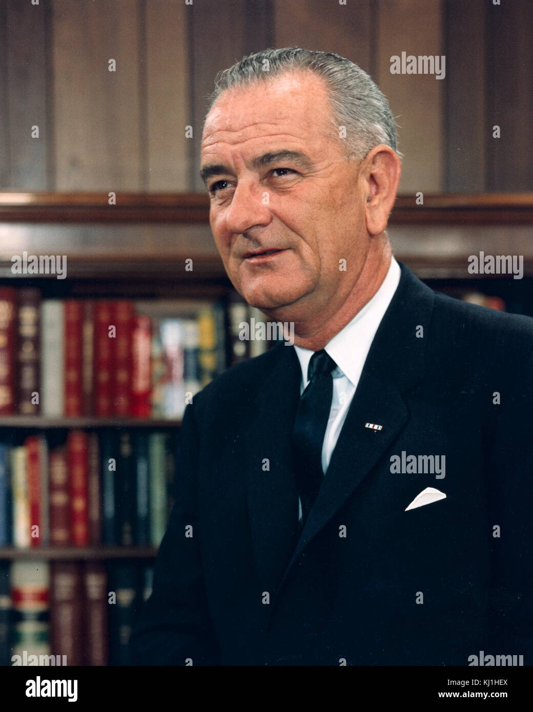 Le président des États-Unis, Lyndon Johnson, à la Maison Blanche, 1968 Banque D'Images