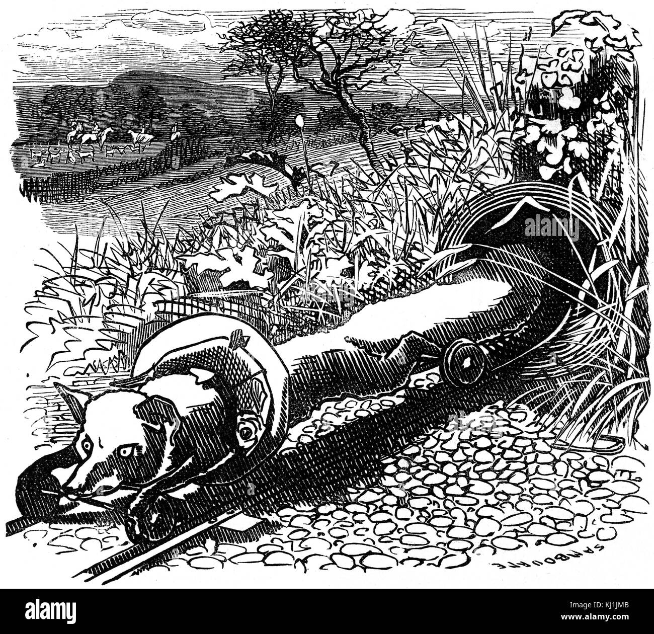 Edward Linley Sambourne Cartoon par sur l'expédition qui pneumatique le bureau de poste général utilisé pour le transport de colis dans le cadre de Londres. Edward Linley Sambourne (1844-1910) un dessinateur et illustrateur français. En date du 19e siècle Banque D'Images