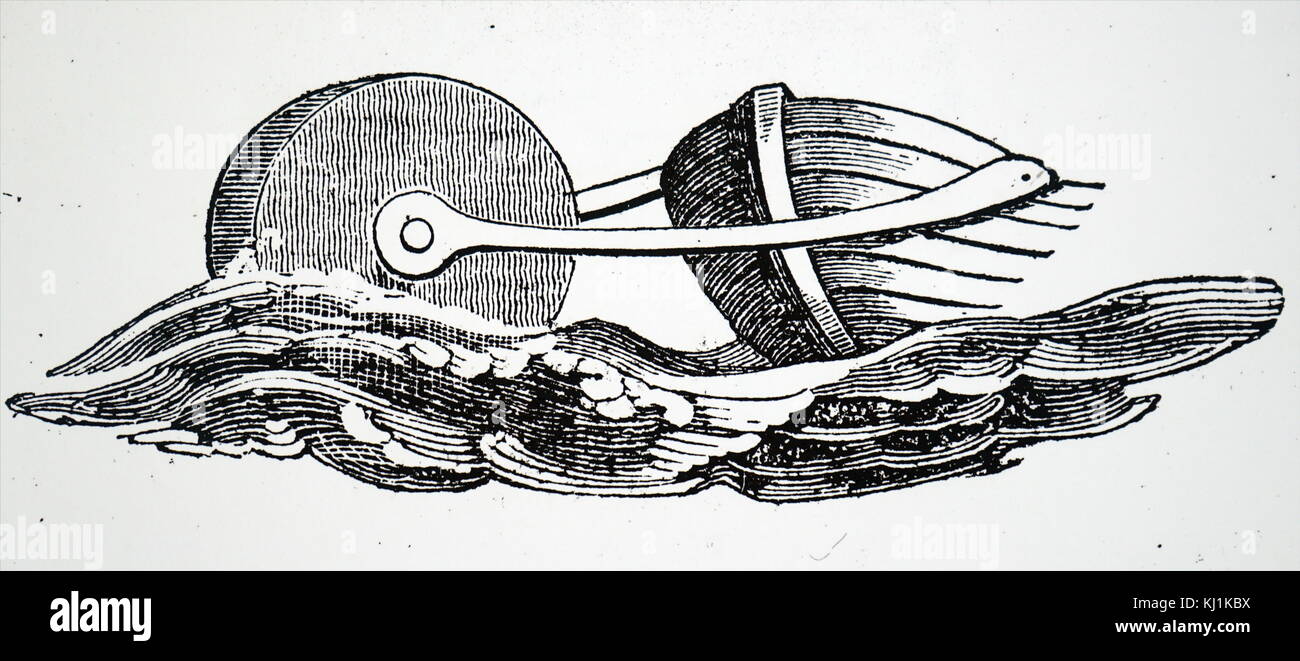 Sir William Congreve, 2ème Baronet's plan for Perpetual Motion d'un bateau à l'aide d'onde ou d'énergie actuelle. Sir William Congreve (1772-1828) l'inventeur anglais et rocket artillery pioneer. En date du 19e siècle Banque D'Images