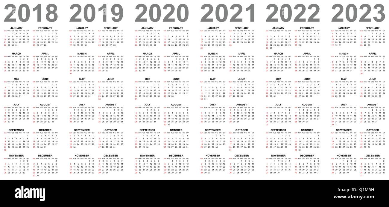 Calendrier 2021 2022 Modifiable Simple vecteur modifiable pour l'année calendrier 2018 2019 2020 