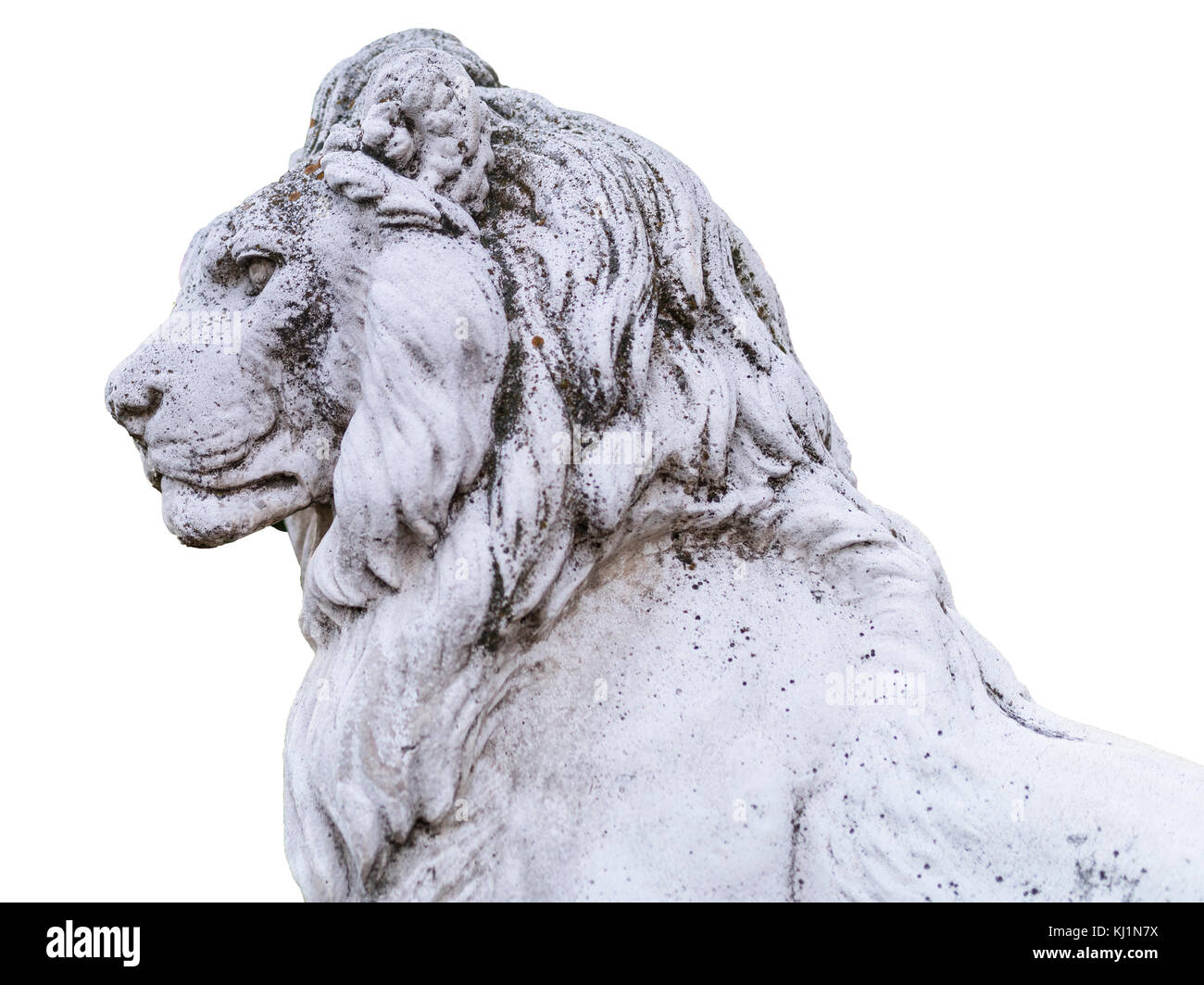 Portrait d'une noble et regal lion statue en pierre dans une majestueuse maison jardin en Angleterre, Royaume-Uni Banque D'Images