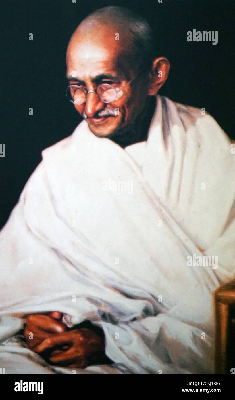 Mohandas Karamchand Gandhi 1869 - 1948) était le principal leader de l'indépendance de l'Inde en mouvement a décidé de l'Inde. Banque D'Images