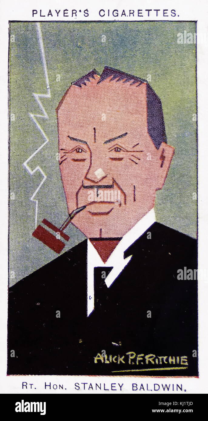 Carte montrant la cigarette du joueur Stanley Baldwin (1867-1947), trois fois Premier Ministre du Royaume-Uni. En date du 20e siècle. Banque D'Images