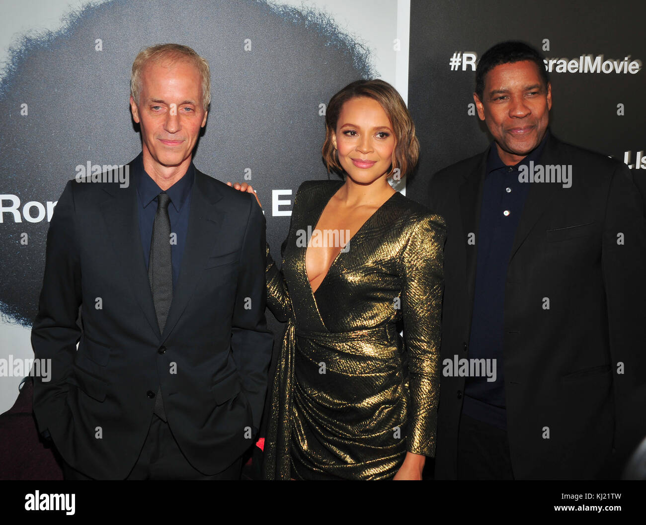 New York, NY, États-Unis. 20 novembre 2017. DaN Gilroy, Carmen Ejogo, Denzel Washington, assiste à la première « Roman J Israel Esquire » New York à l'auditorium Henry R. Luce à Brookfield Place le 20 novembre 2017 à New York City . Crédit : John Palmer/Media Punch/Alay Live News Banque D'Images