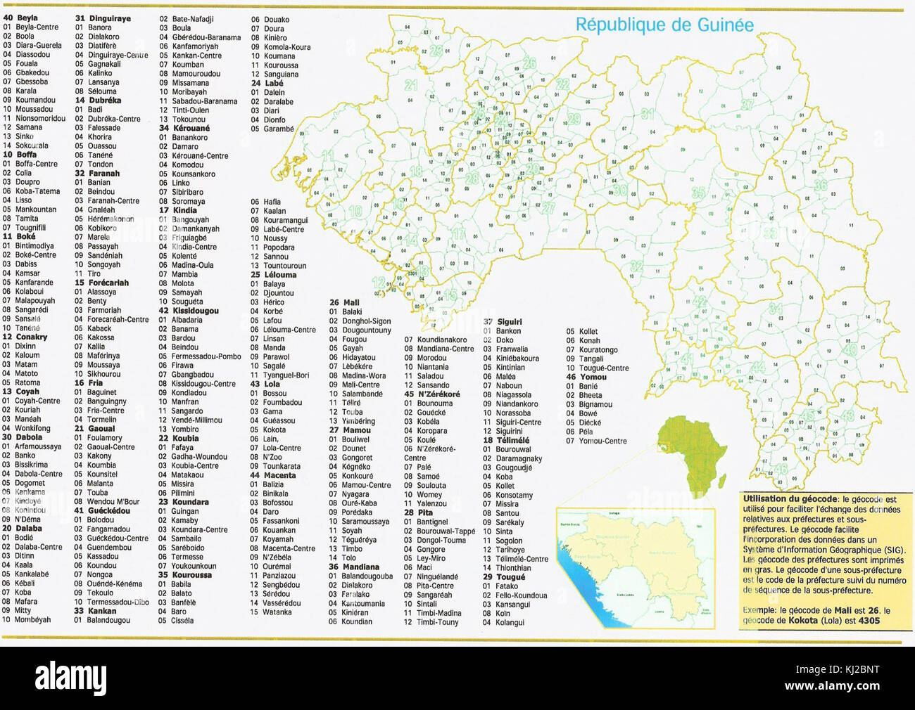 Sous-préfectures de Guinée Banque D'Images