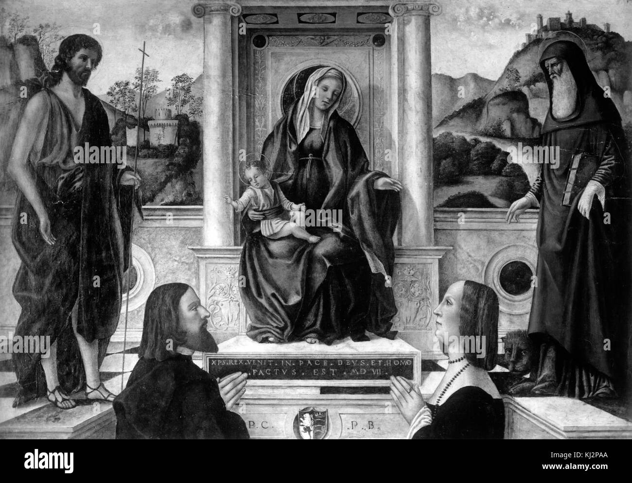 Vittore Carpaccio - la Madone et lEnfant ont intronisé avec les Saints et les donateurs - Walters 37495 Banque D'Images