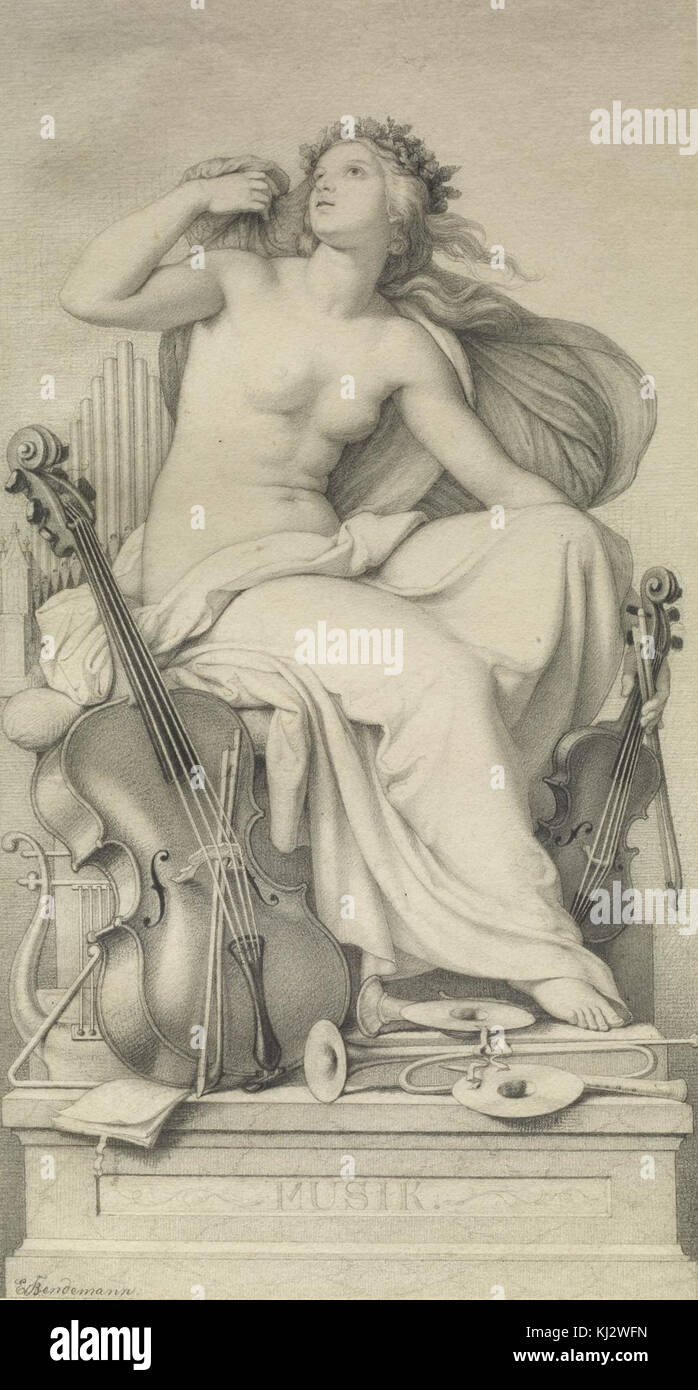 Friedrich Julius Eduard Bendemann - figure allégorique de la musique - Walters 371230 Banque D'Images