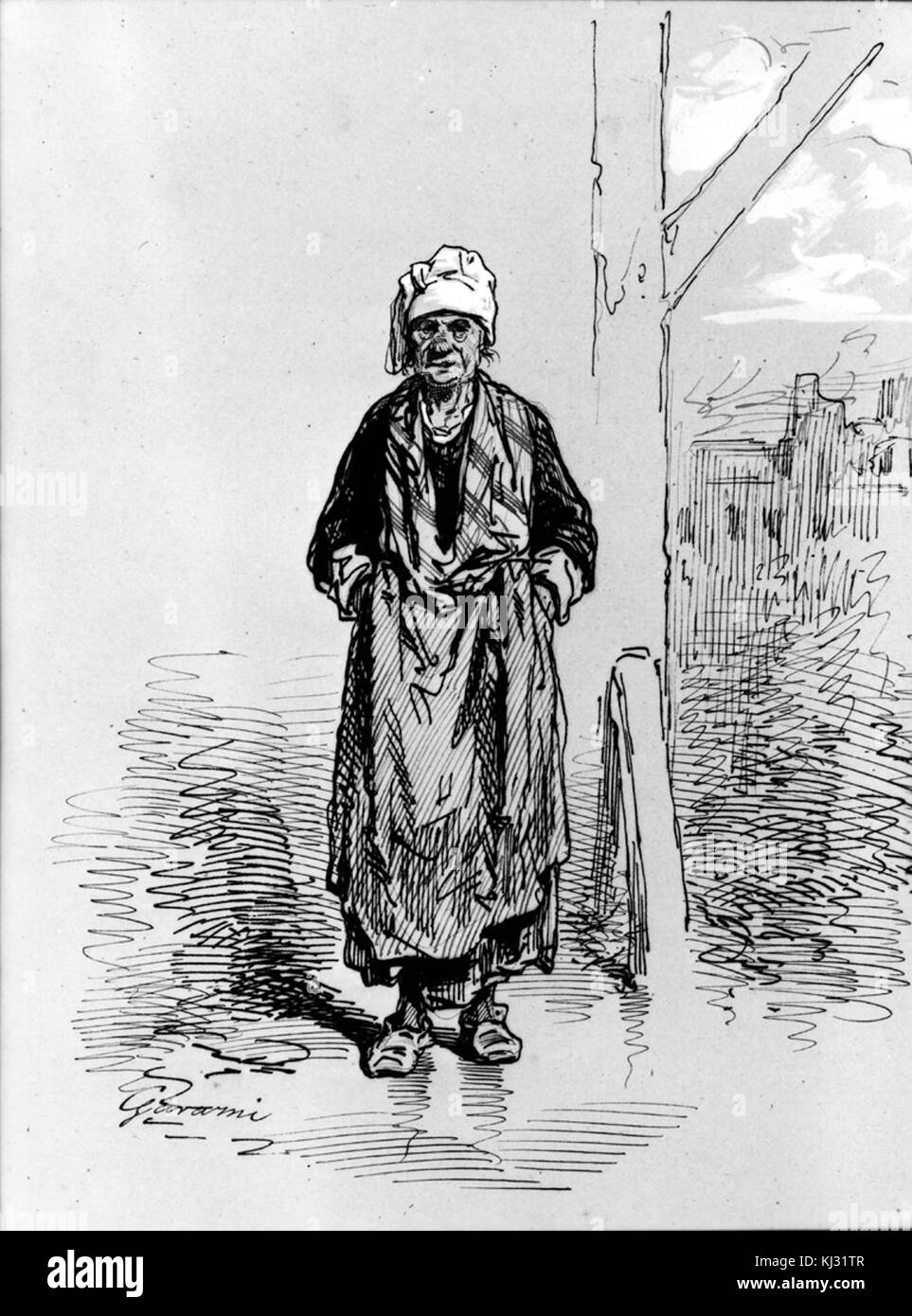 Paul Gavarni - Vieille Femme - Walters 371444 Banque D'Images