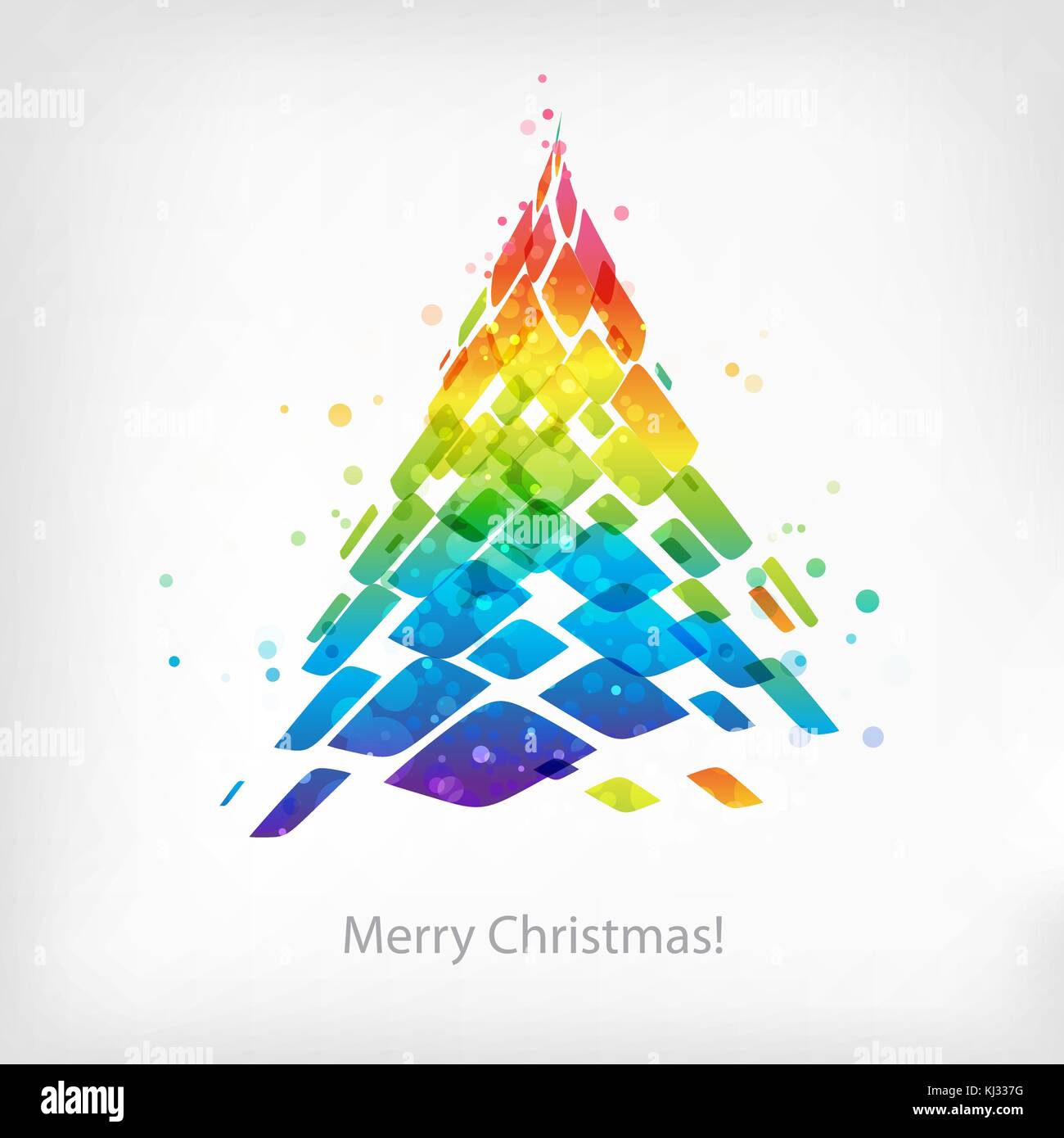Carte de Noël coloré vecteur multicolores, Epicéa isolé sur fond blanc Illustration de Vecteur