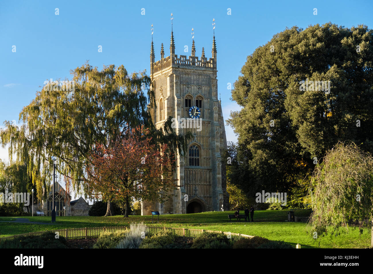Tout ce qui reste de l'abbaye d'origine est Abbé Lichfield's Bell Tower à Abbey Park dans la ville de Cotswolds England UK Angleterre Worcestershire Evesham Banque D'Images