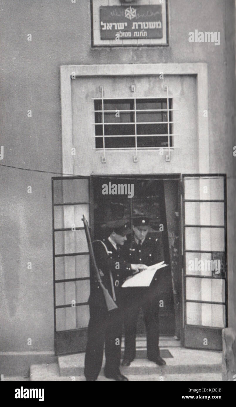 Une photographie du poste de police de Metula en Israël, montrant la structure comme faisant partie de l'infrastructure policière du pays. Metula est une ville du nord d'Israël avec une importance stratégique. Banque D'Images