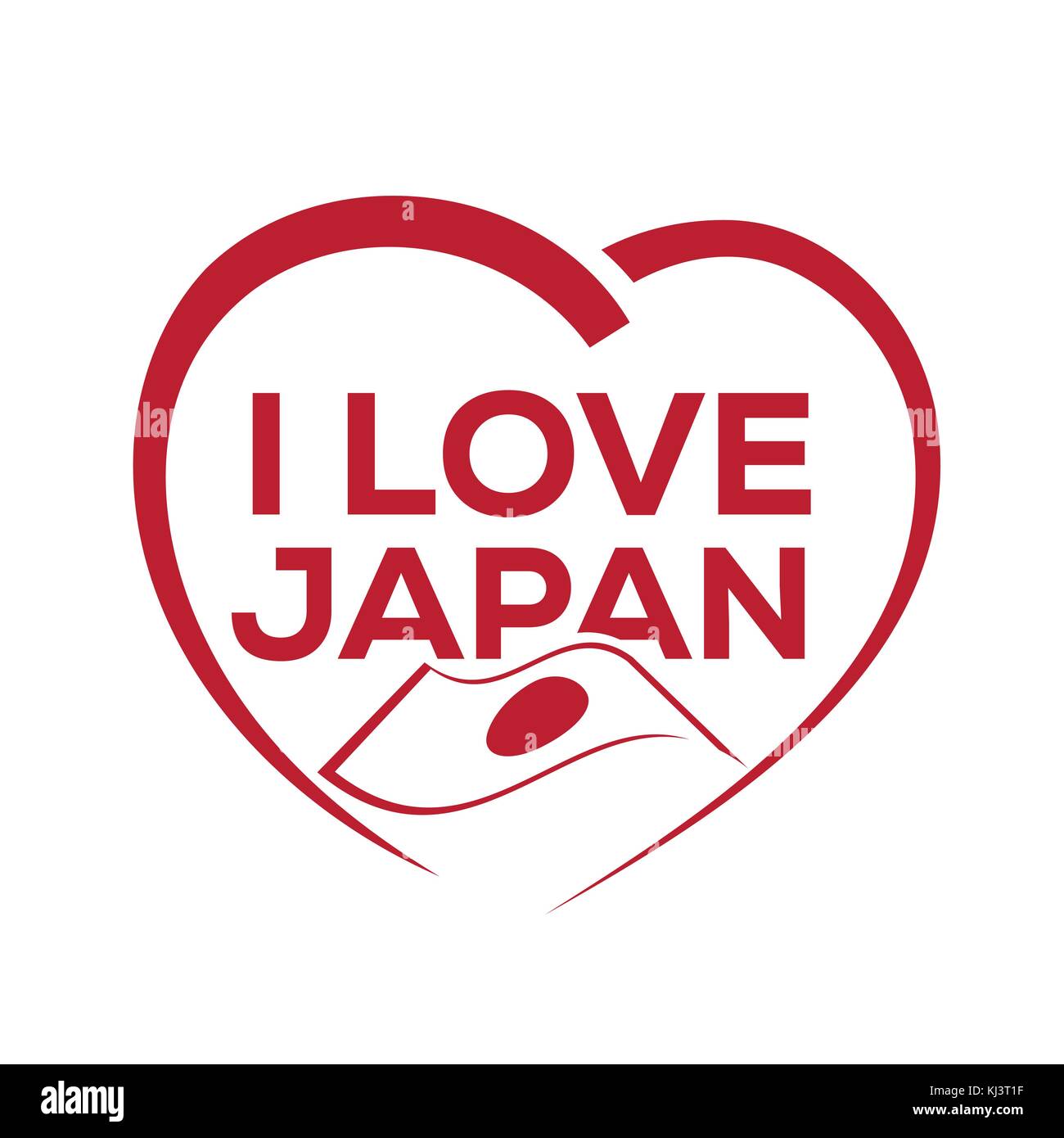 J Aime Le Japon Avec Contours Du Cœur Et De L Icone Du Drapeau Japonais Design Isole Sur Fond Blanc Image Vectorielle Stock Alamy