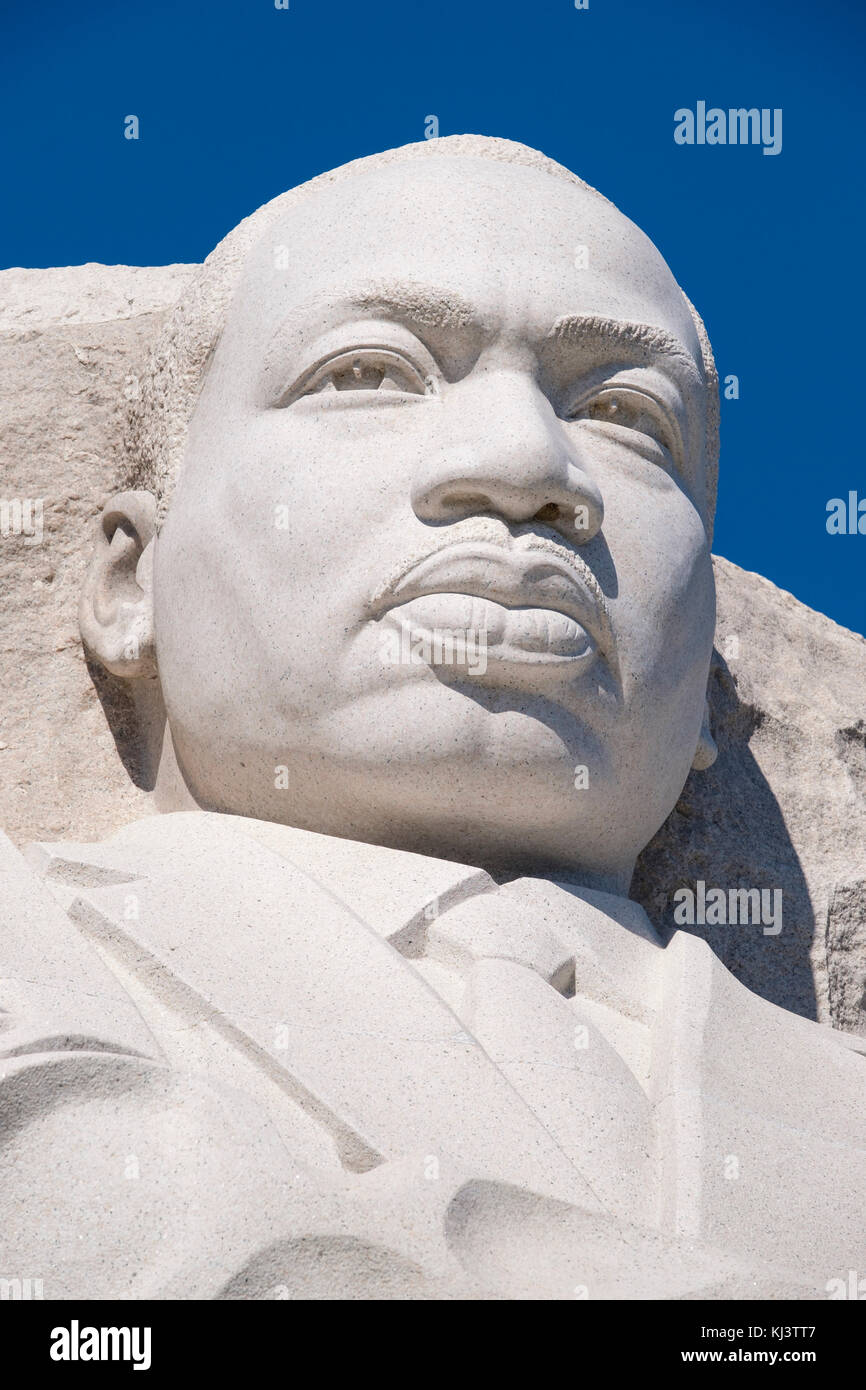 Close-up de Martin Luther King Jr., visage du mémorial Martin Luther King, MARTIN LUTHER KING, par Lei Yixin Memorial, Washington, D.C., États-Unis d'Amérique, USA. Banque D'Images