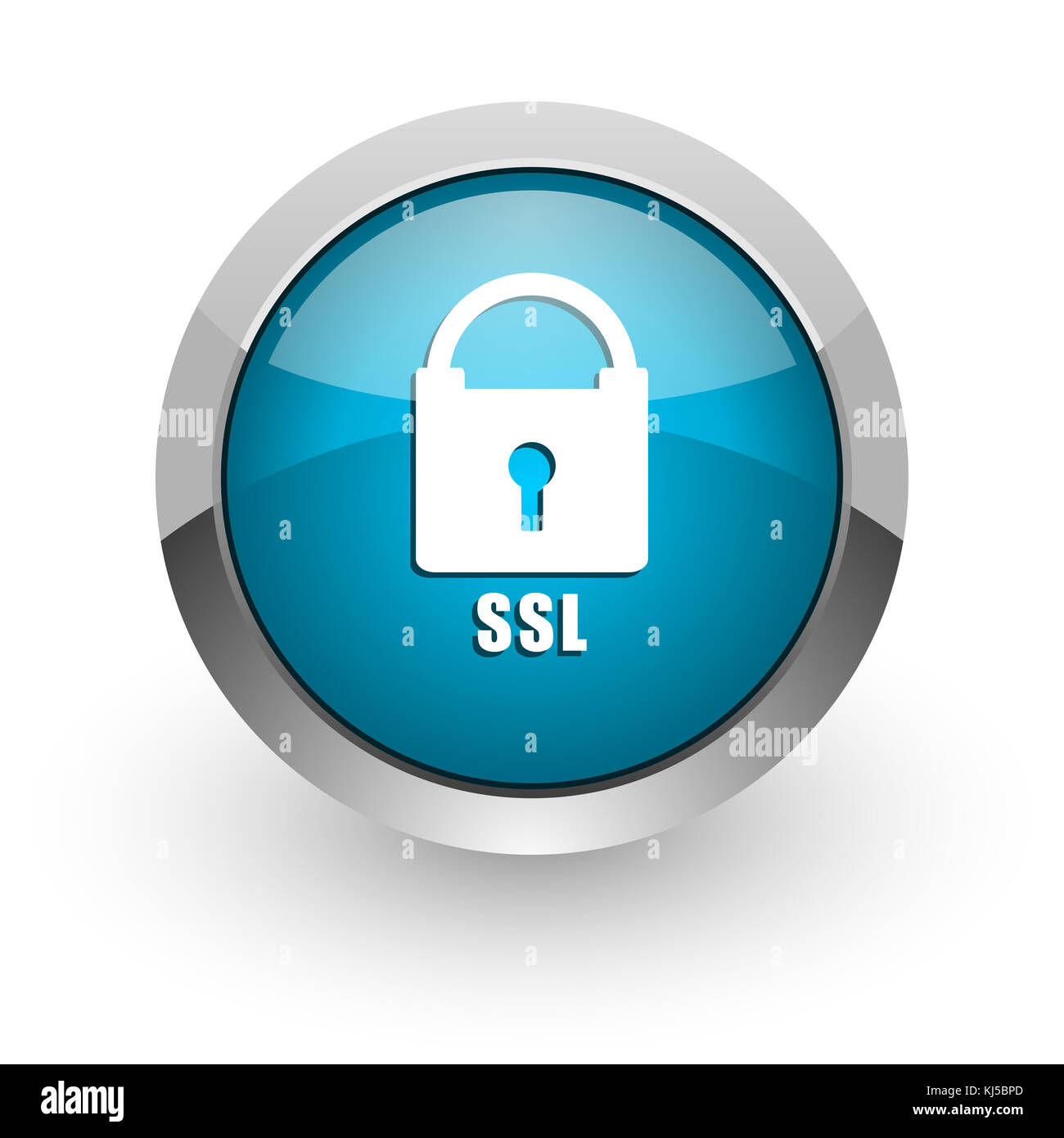 CSL bleu argent métallisé bordure web et icône de téléphone portable sur fond blanc avec ombre Banque D'Images
