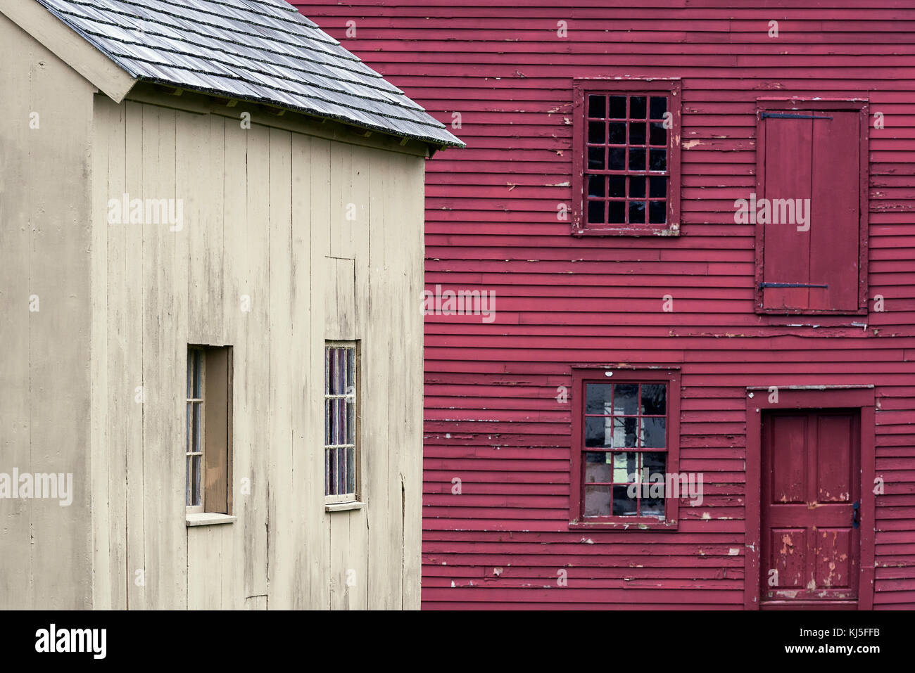 Grange rouge détail, Hancock Shaker Village, Massachusetts, USA Banque D'Images