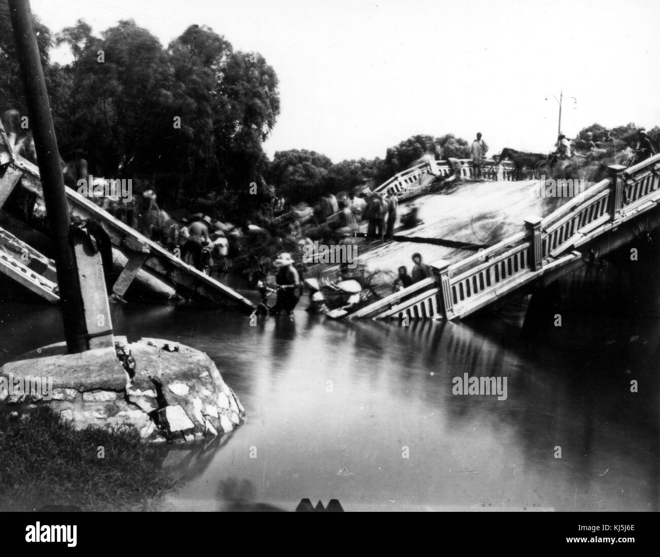 Tangshan, Chine, séisme du 28 juillet 1976, le pont en Chengli Tangshan Banque D'Images