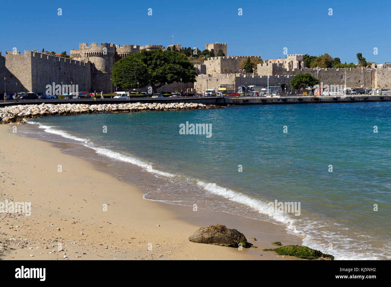 La vieille ville de Rhodes, le port de Rhodes, Dodécanèse, Grèce. Banque D'Images