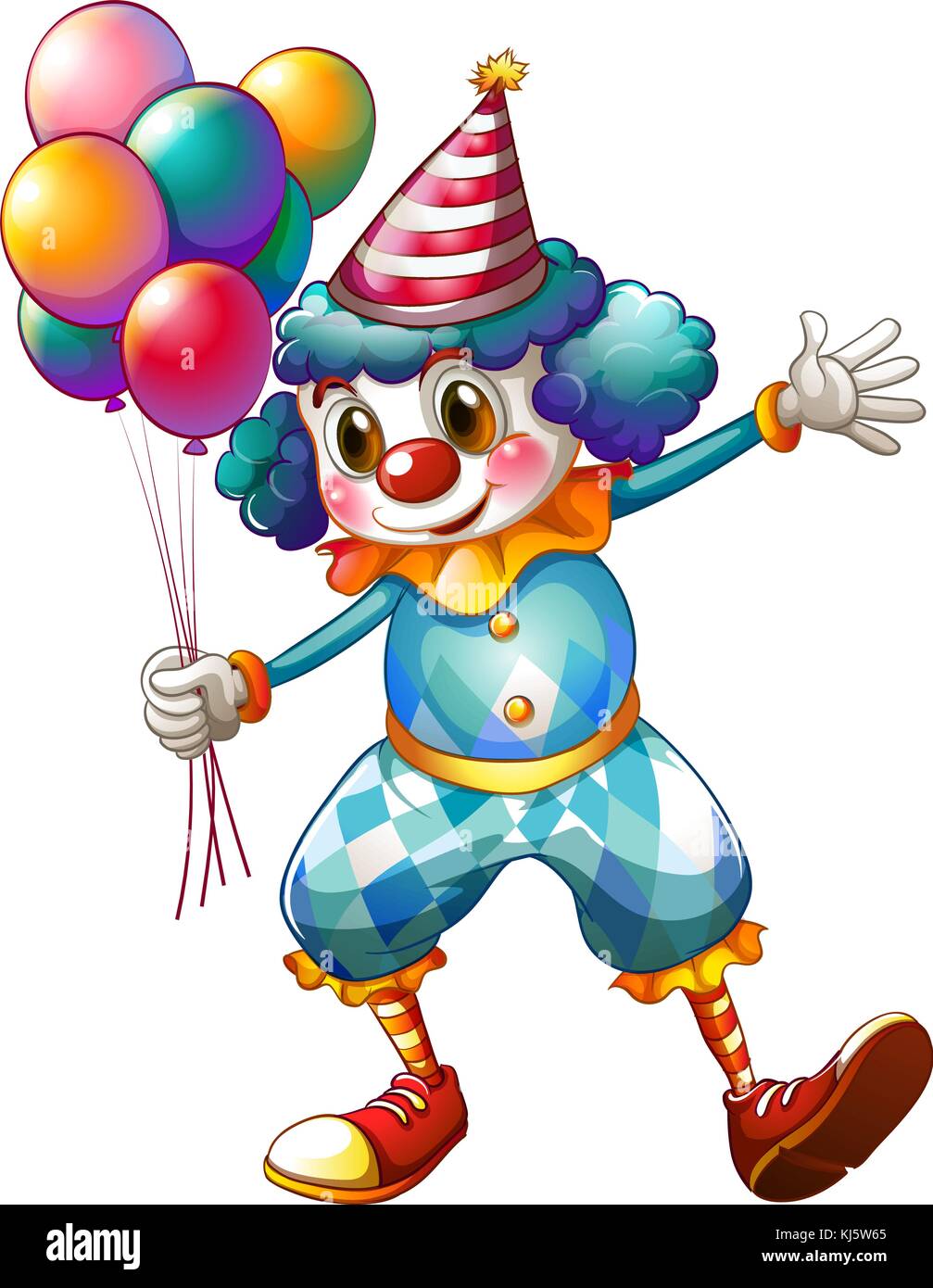 Illustration d'un clown holding balloons sur fond blanc Illustration de Vecteur