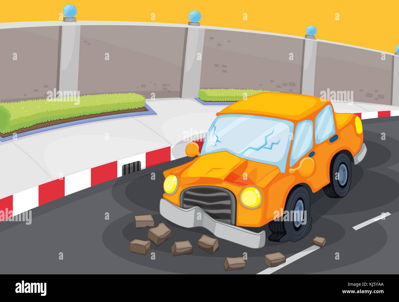 Illustration d'une voiture à la route Illustration de Vecteur