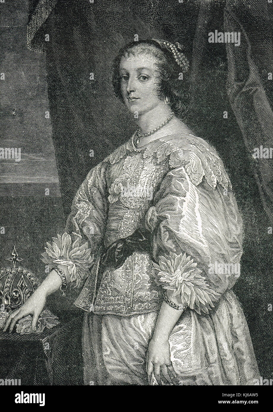 Henriette Marie de France, reine consort d'Angleterre Écosse et d'Irlande, épouse du roi Charles Ier Banque D'Images