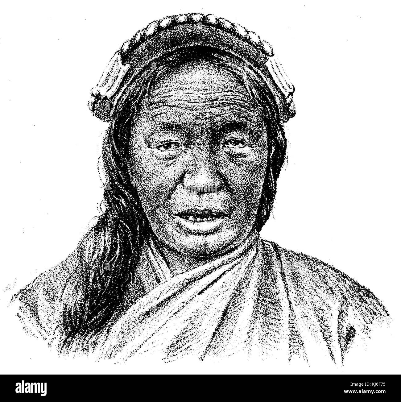 Femme âgée Bhotia (Ältere Bhotia-Frau) Banque D'Images