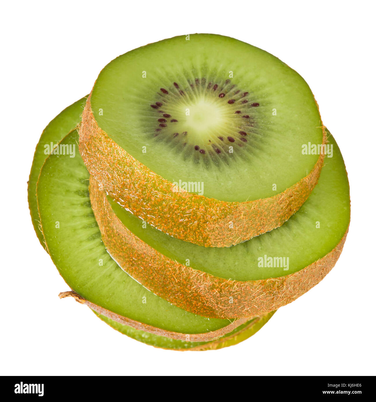 Tranche de kiwi mûrs sains et délicieux,isolé sur fond blanc avec clipping path Banque D'Images