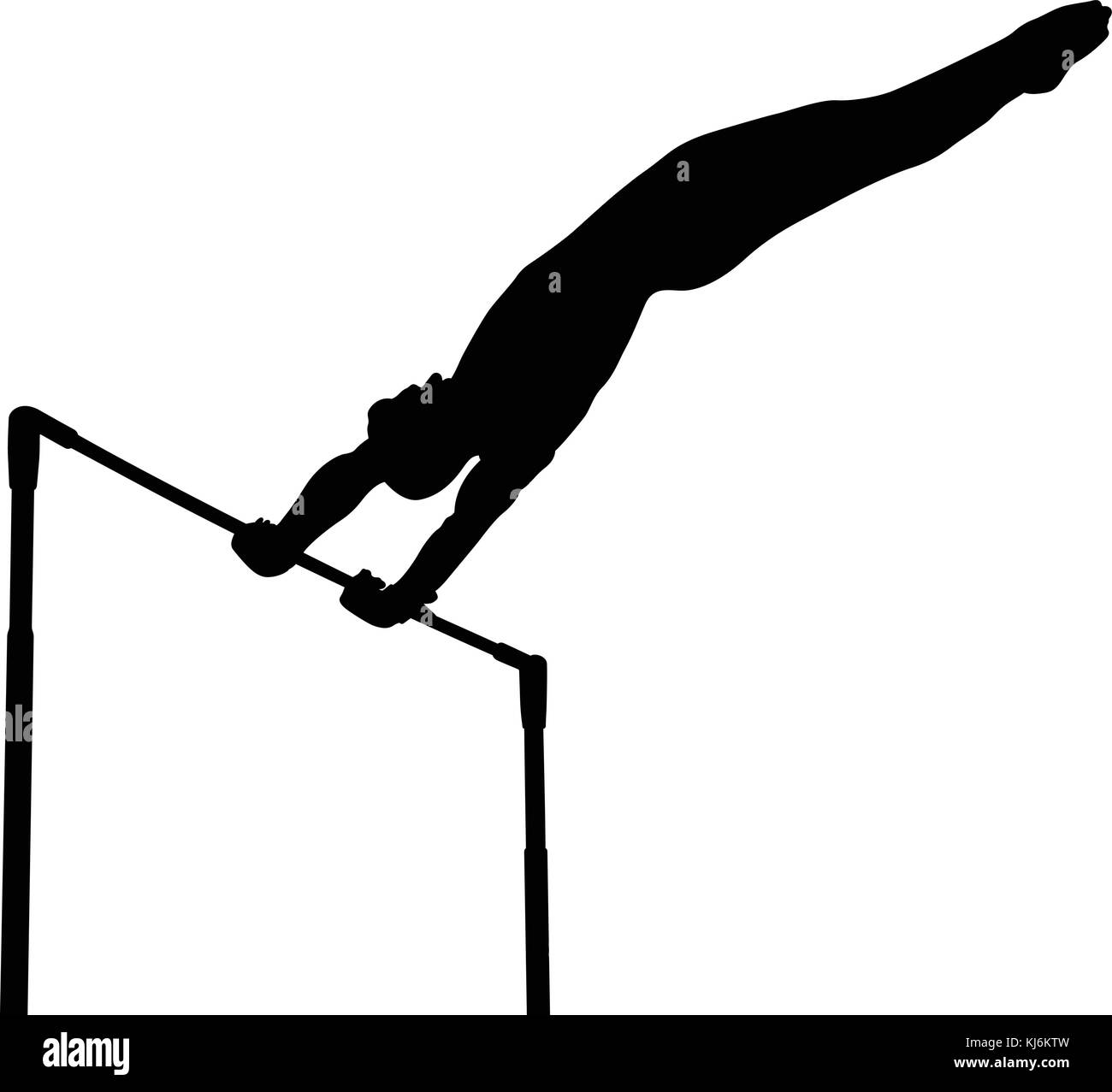 Silhouette noire barre horizontale gymnaste homme en gymnastique artistique Illustration de Vecteur