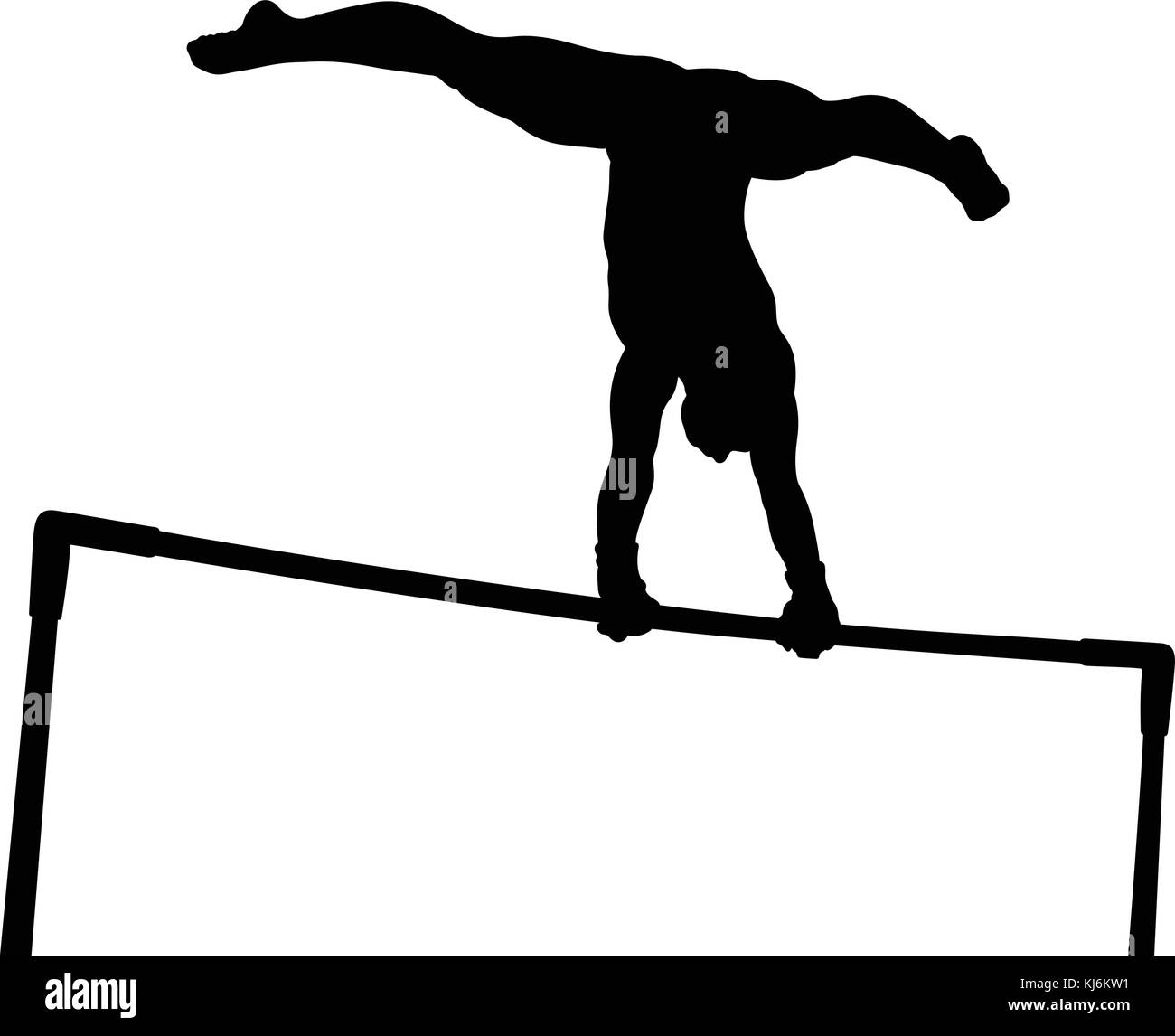Barres asymétriques en gymnastique artistique gymnastique fille silhouette noire Illustration de Vecteur