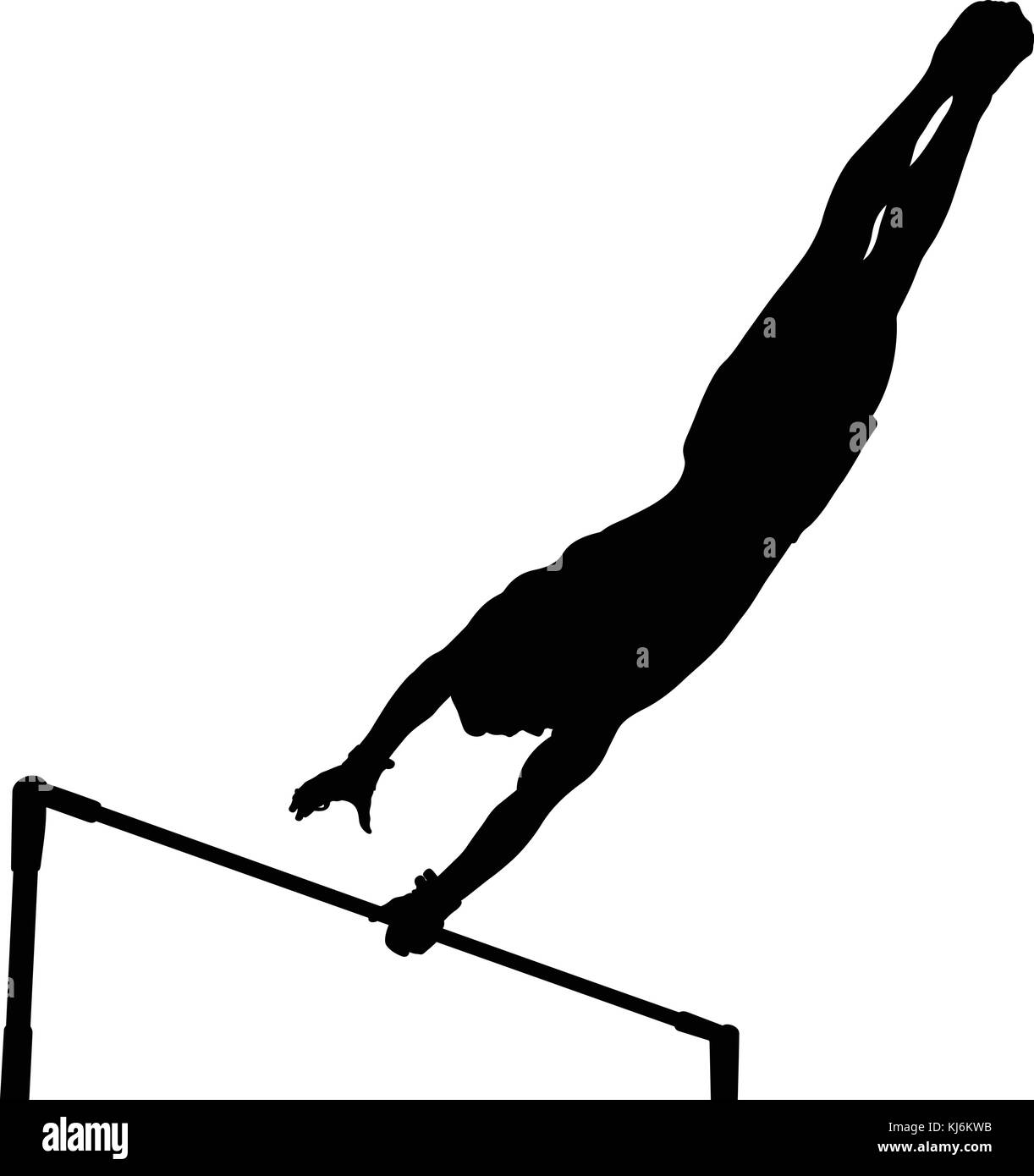 Barre horizontale en gymnastique artistique gymnastique silhouette noire Illustration de Vecteur