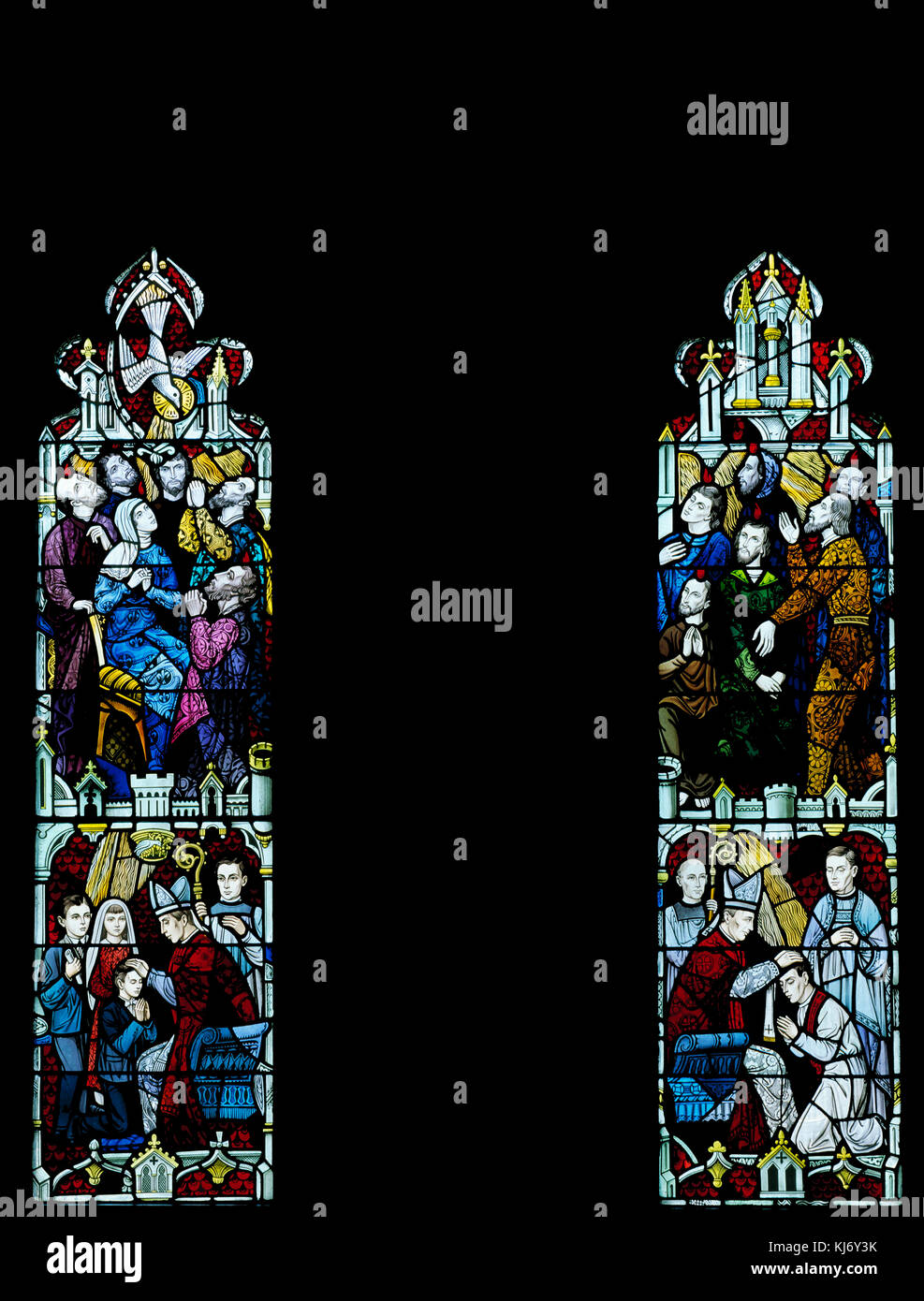 Vitrail d'une église / Elmira, new york Banque D'Images