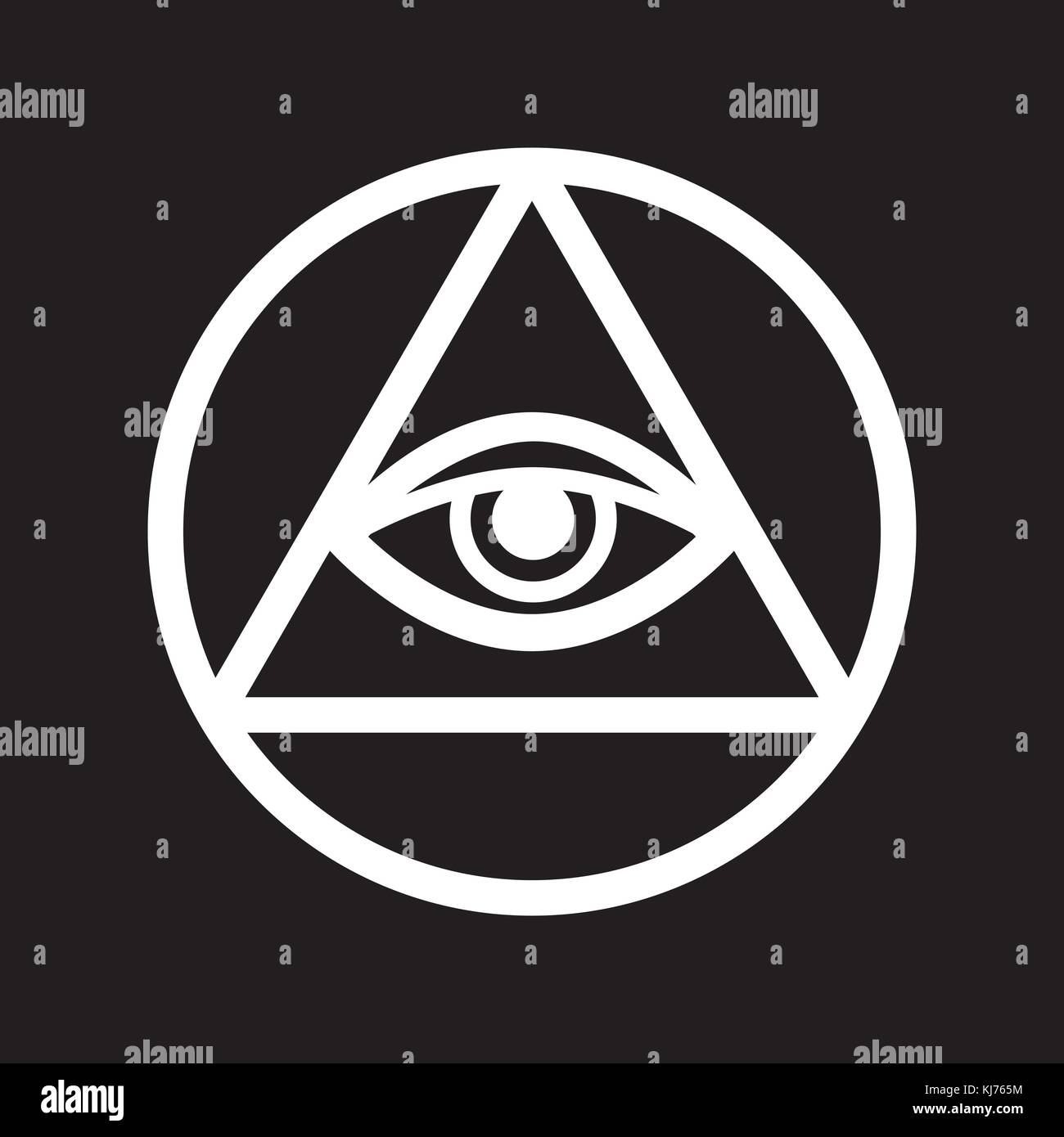 All-Seeing Eye de Dieu (l'Œil de la Providence | Oeil de l'Omniscience | Delta lumineux | Oculus Dei). Symbole mystique de la Franc-maçonnerie et des Illuminati. Illustration de Vecteur