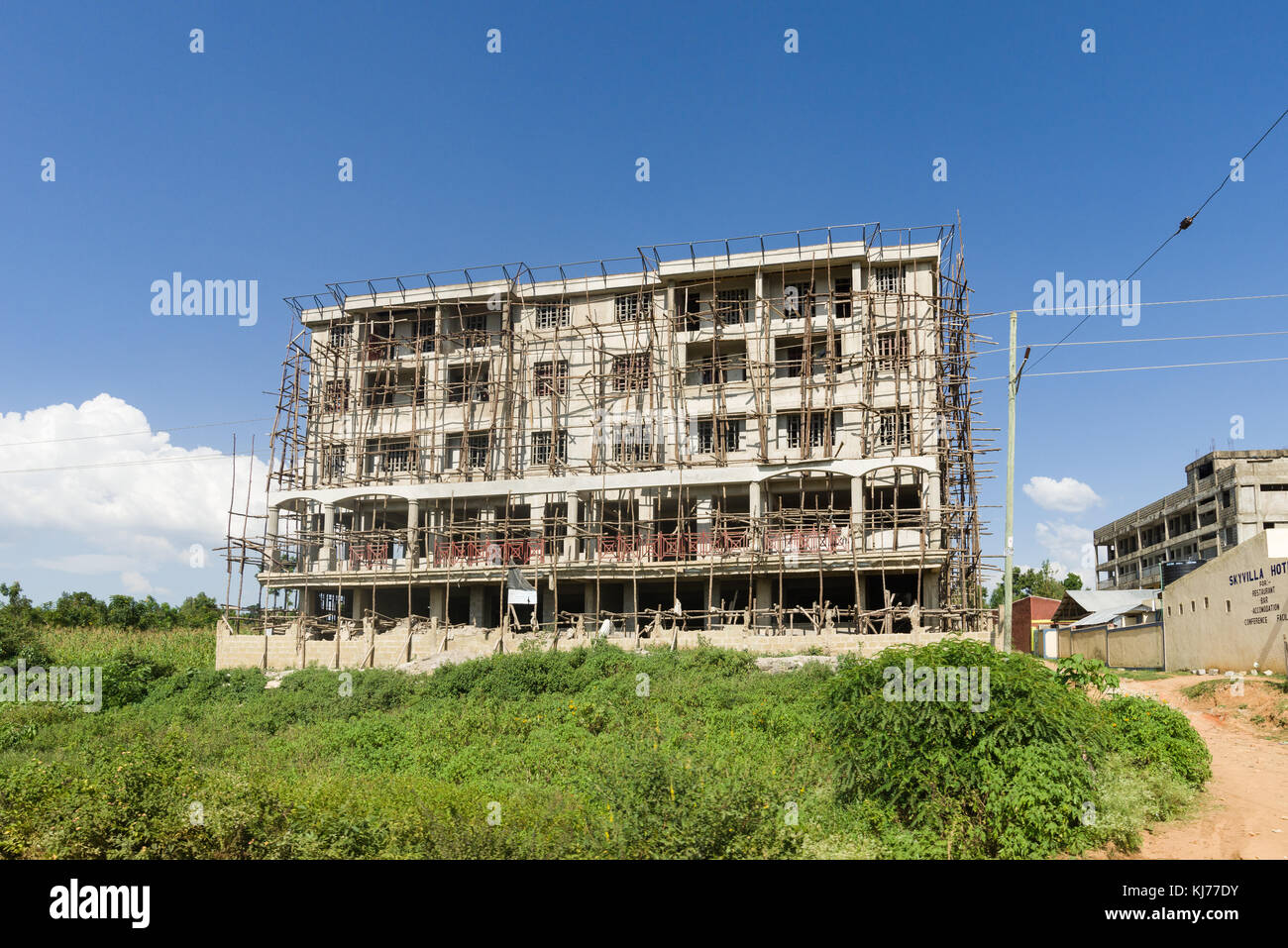 Un grand appartement de bâtiment en construction, de l'Ouganda, l'Afrique de l'Est Banque D'Images