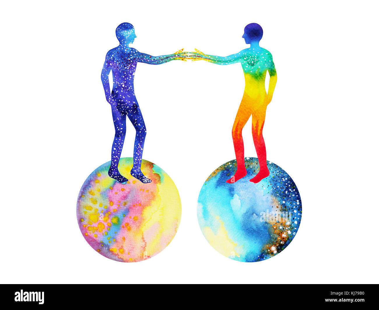 Les droits de l'alimentation et de l'univers, de l'aquarelle, reiki chakras, Mastermind, la pensée abstraite, de l'univers du monde à l'intérieur de votre esprit Banque D'Images