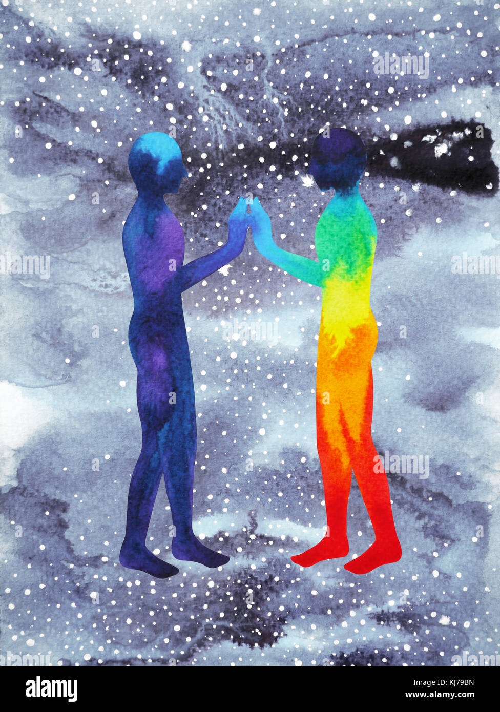 Les droits de l'alimentation et de l'univers, de l'aquarelle, reiki chakras, l'inspiration des pensées abstraites, monde, univers à l'intérieur de votre esprit Banque D'Images