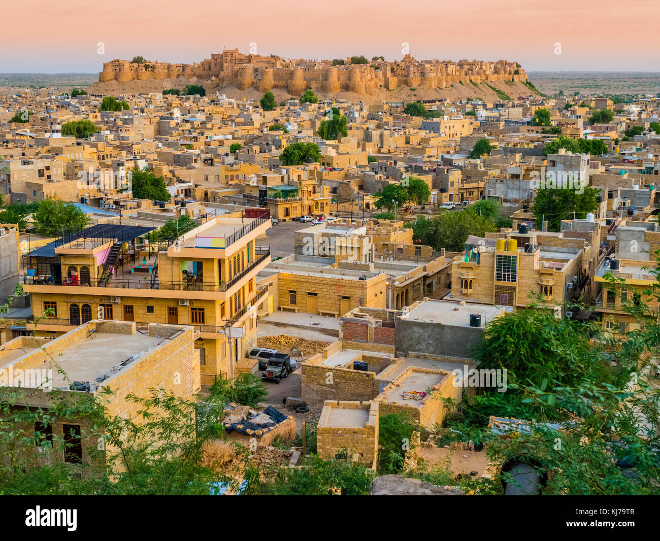 L'Inde, vue panoramique du fort de Jaisalmer, la ville dorée, aussi connu que le sonar kila Banque D'Images
