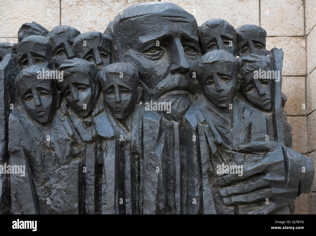 Korczak et les enfants du Ghetto Statue, Yad Vashem, Jérusalem, Israël Banque D'Images