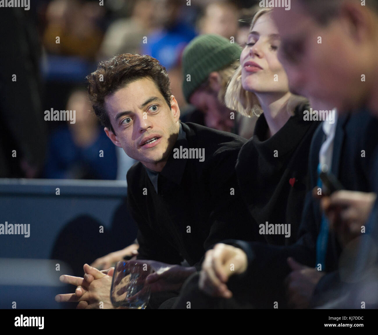 19 novembre 2017. L'acteur AMÉRICAIN Rami Malek regarde les finales de tennis de Nitto ATP de la boîte d'étoiles du tribunal à l'O2. Crédit: Malcolm Park/Alay Banque D'Images