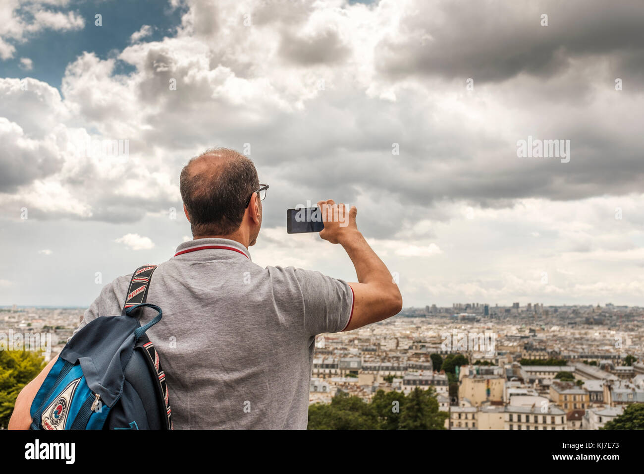 Sacré-Cœur, Paris-Tourist prendre des photos de Montmartre, le point culminant de Paris Banque D'Images