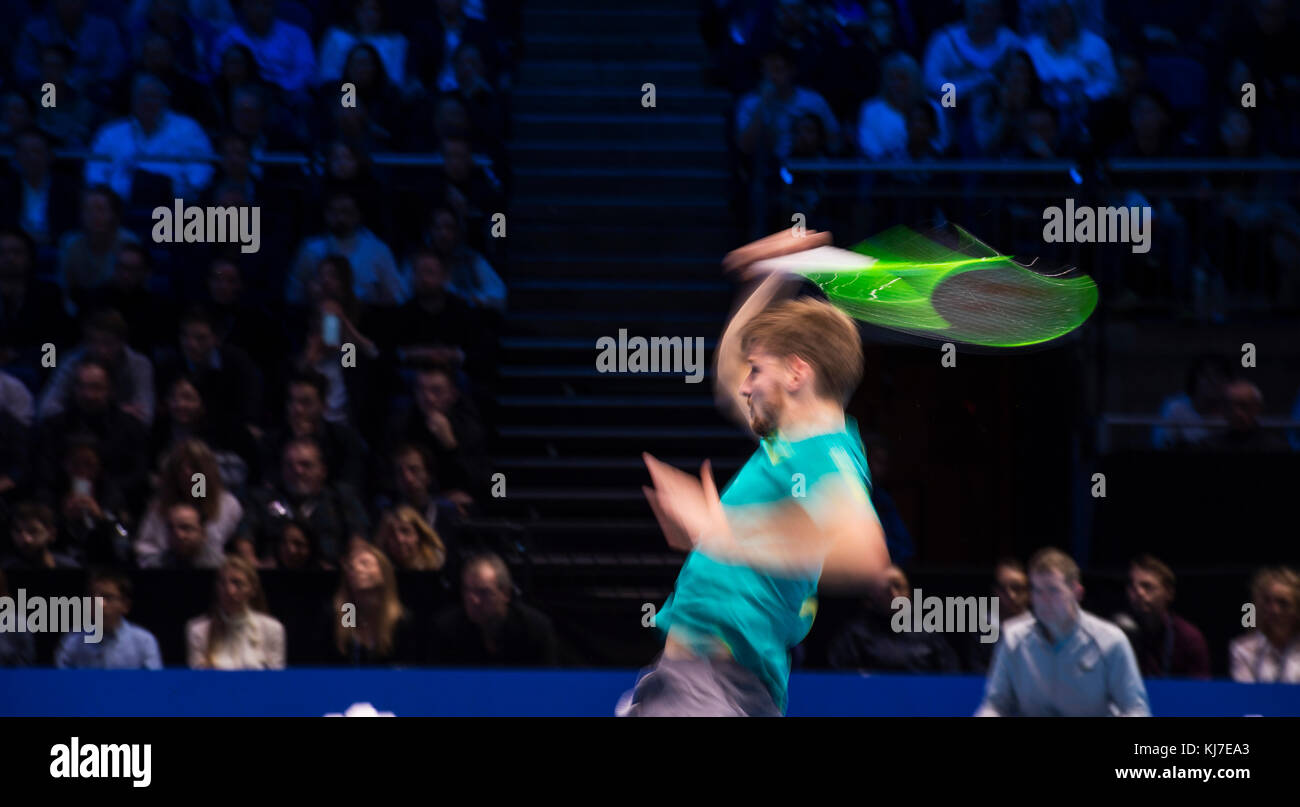 19 novembre 2017. David Goffin (bel) en action aux finales de tennis de Nitto ATP dans l'O2. Crédit: Malcolm Park/Alay Banque D'Images