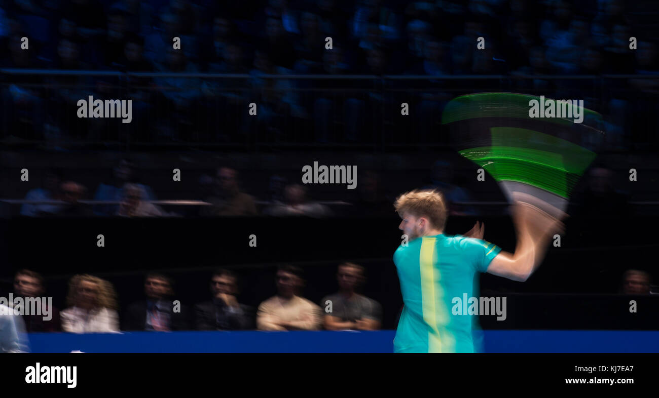 19 novembre 2017. David Goffin (bel) en action aux finales de tennis de Nitto ATP dans l'O2. Crédit: Malcolm Park/Alay Banque D'Images