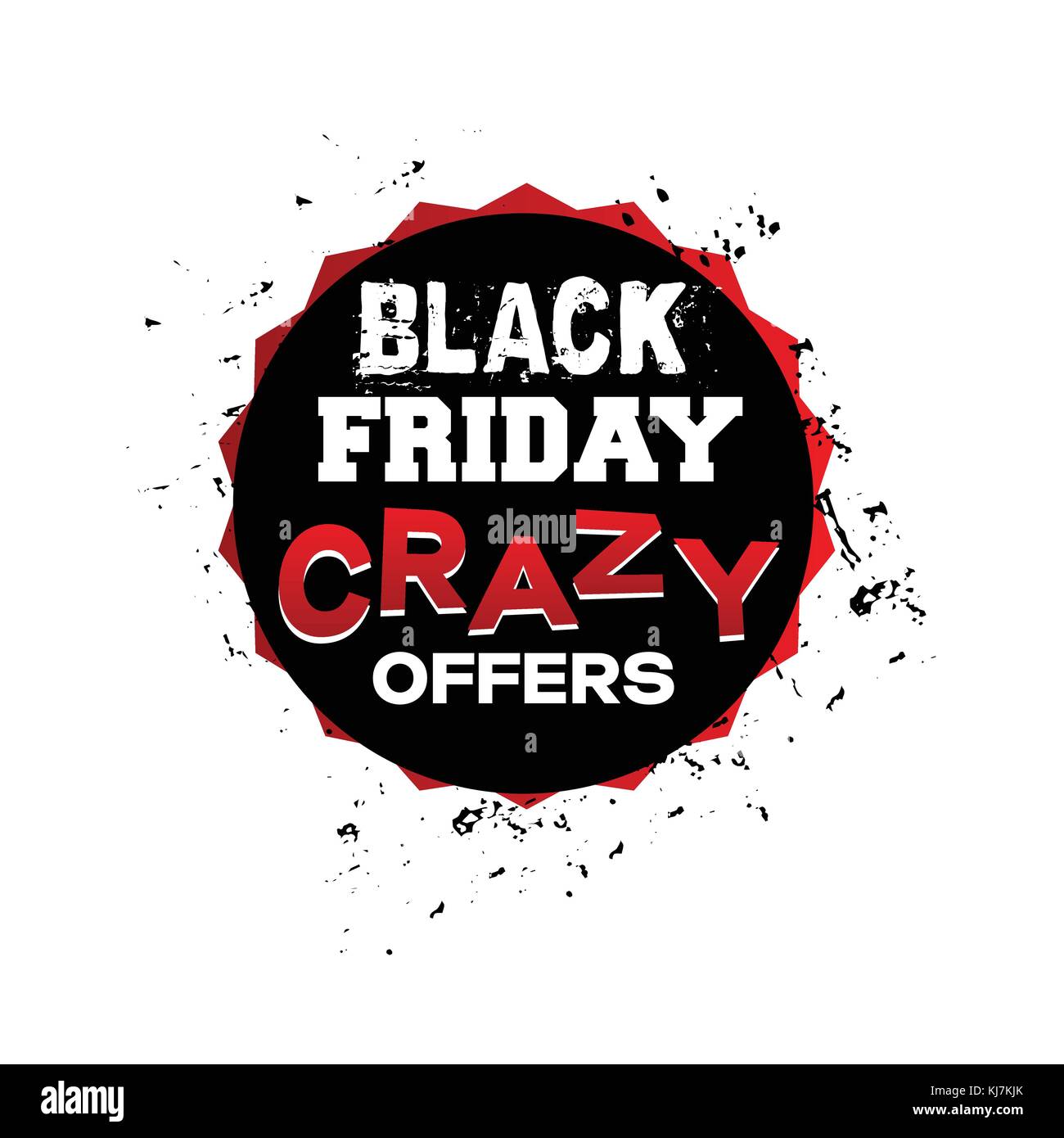 Vendredi noir, noir offre crazy crazy vendredi propose avec grunge, vendredi noir en cercle, crazy propose dans le black friday, le vendredi noir vector, isolé Illustration de Vecteur