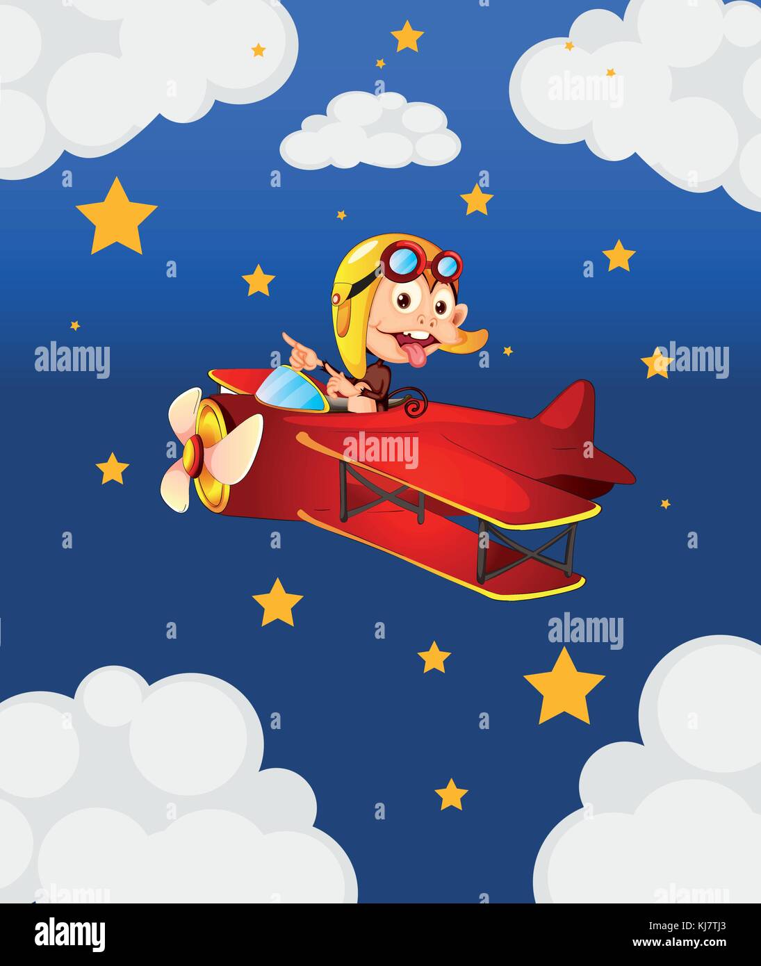 Illustration d'un avion rouge avec une vantarde monkey Illustration de Vecteur