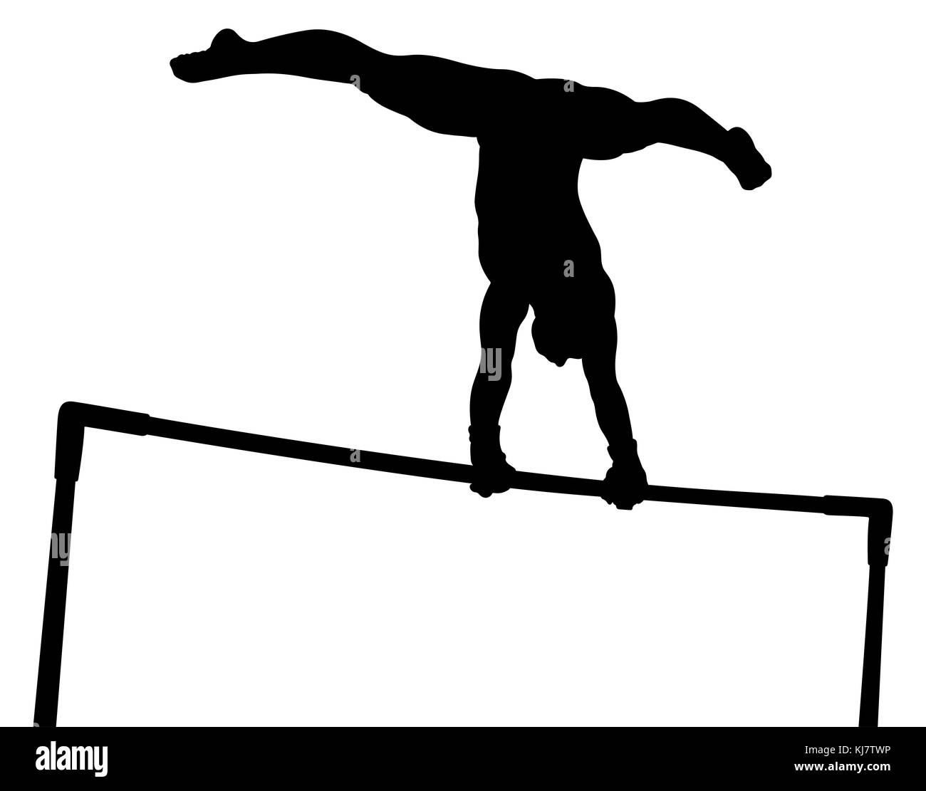 Barres asymétriques en gymnastique artistique gymnastique fille silhouette noire Banque D'Images
