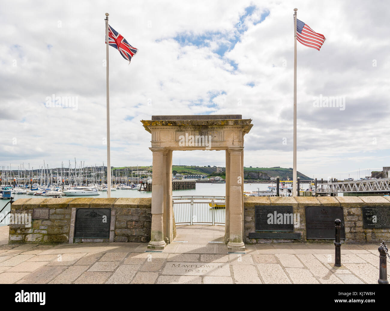 Mayflower Steps, la barbacane, Plymouth. Banque D'Images