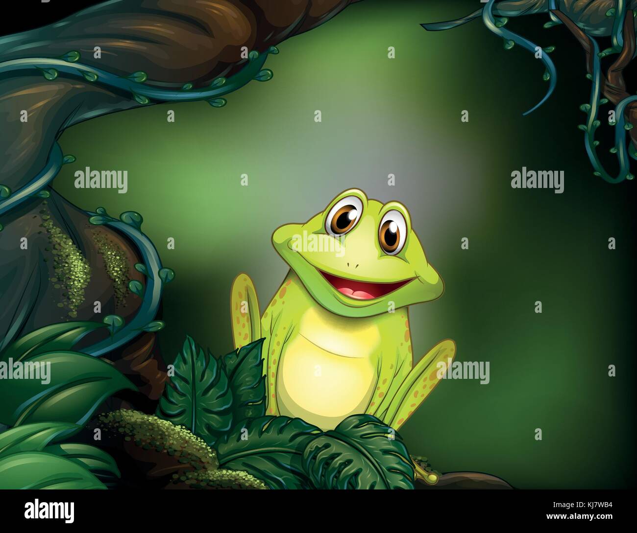 Illustration d'une grenouille verte dans la jungle Illustration de Vecteur
